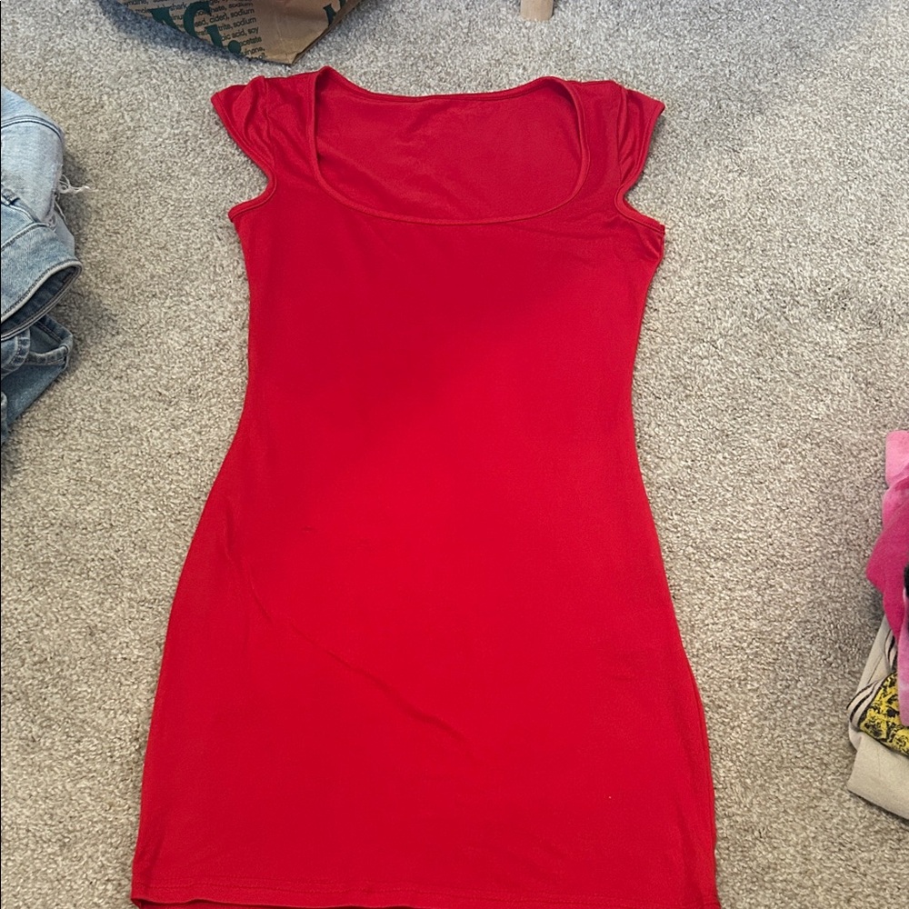 Red body con mini dress